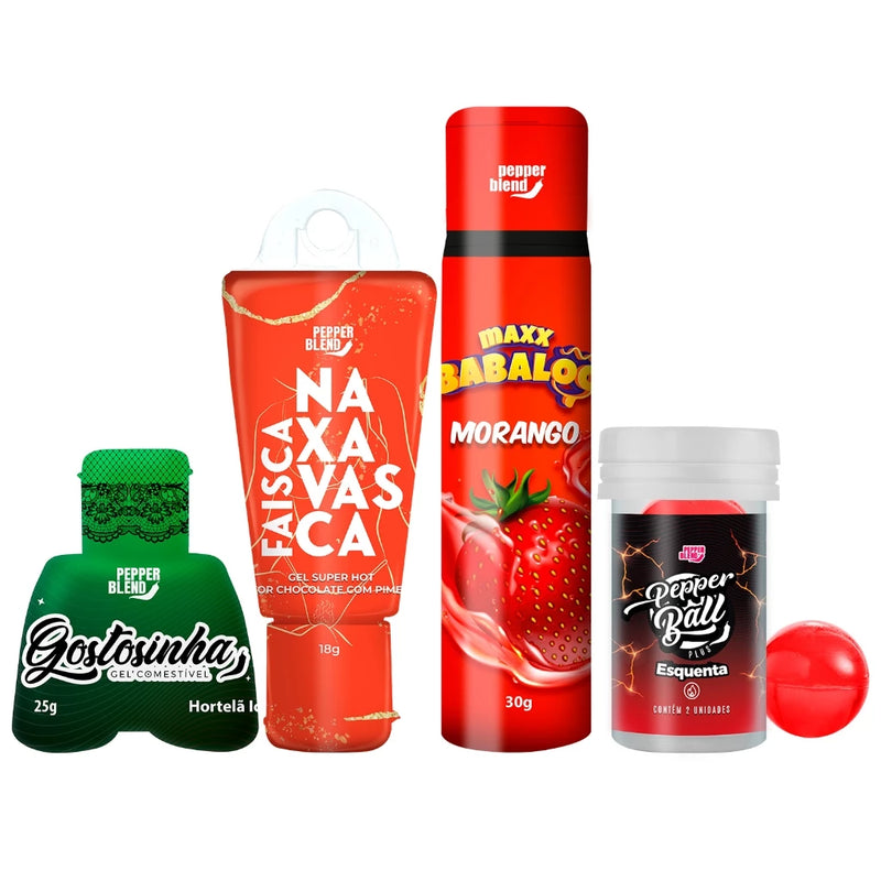 Kit 4 Produtos Sex shop Gel Pimenta Excitante Lubrificante Comestível Bolinha Eroticas Maxx Babaloo