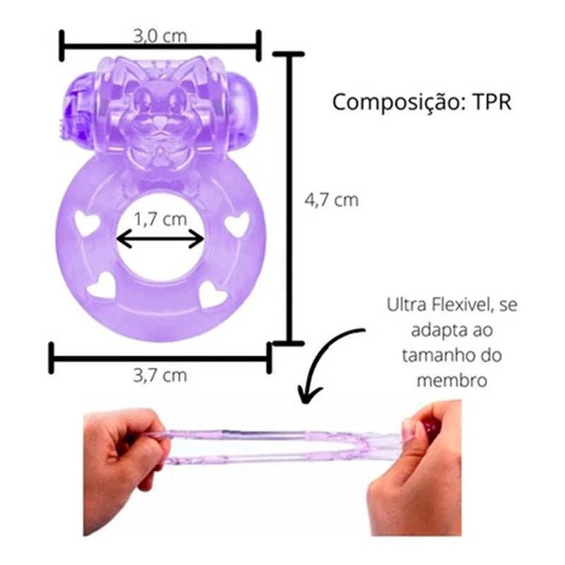 Kit Plug Anal + Vibrador e Estimulador Ponto G + Anel Peniano com Vibração